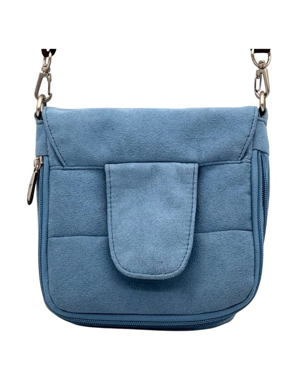 Travelon Light Blue Crossbody Bag Adjustable Strap Multiple Zipper Compartments - Picture 3 of 16
